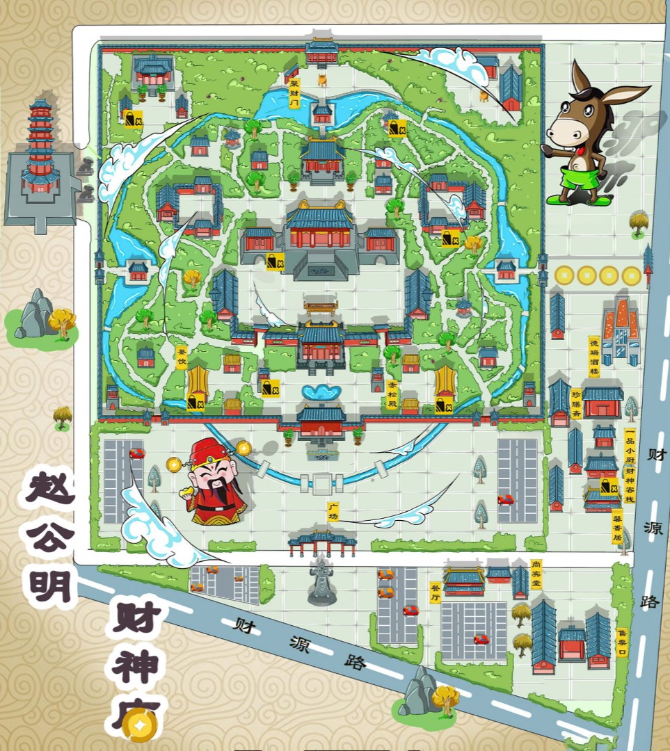 江南寺庙类手绘地图